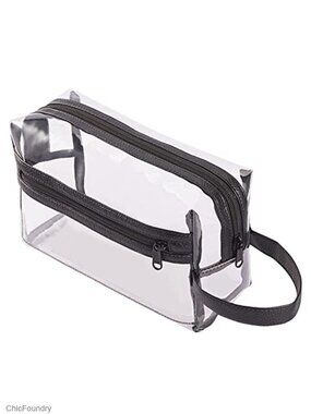 Clear Travel Toiletry Makeup Bag Water Resistant Cosmetic Pouch with Handle